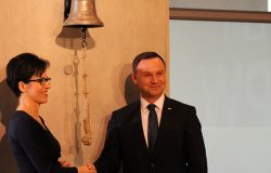 Prof. Małgorzata Zaleska, prezes Giełdy Papierów Wartościowych i prezydent RP Andrzej Duda